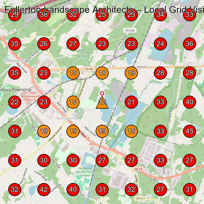 Fullerton Landscape Architects GeoGrid visibility map for Manufacturer in Succasunna